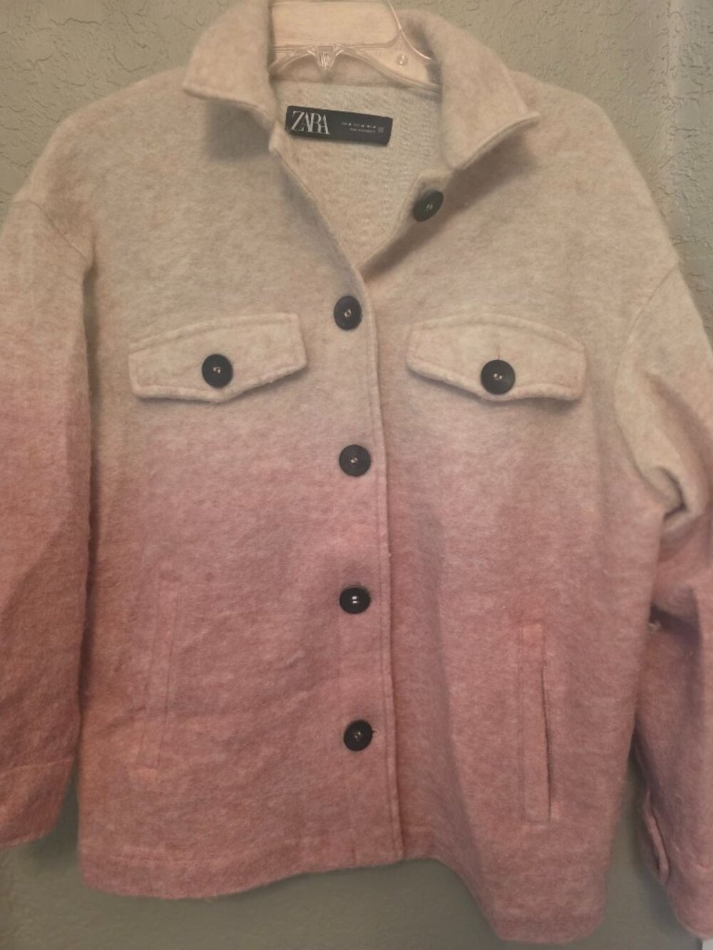Zara Pink Beige Ombre Button Front Shacket size M EUC - Picture 2 of 7